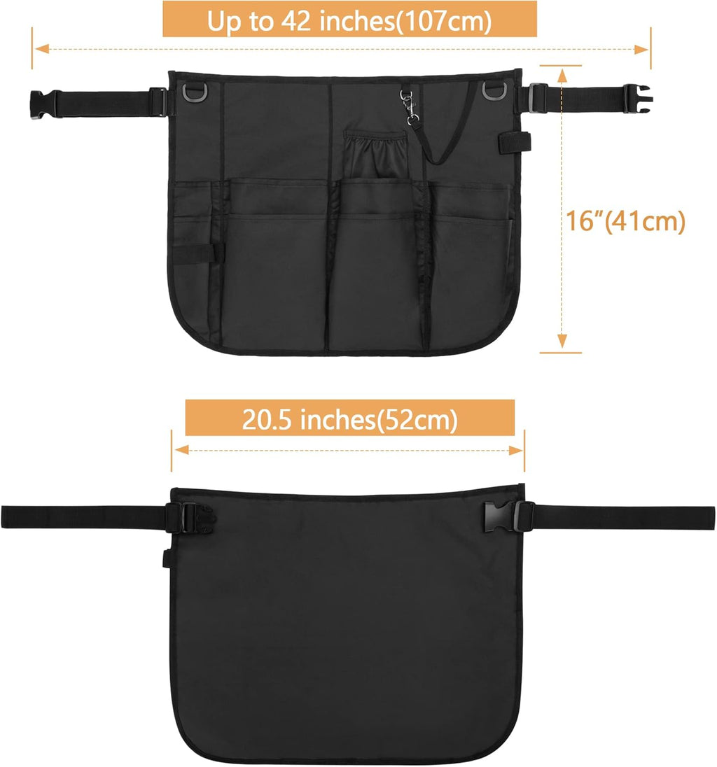 Professional Cleaning Apron with 9 Pockets and Adjustable Waist Belt, Cleaning Caddy Aprons for Cleaning Work of House Hotel, Black