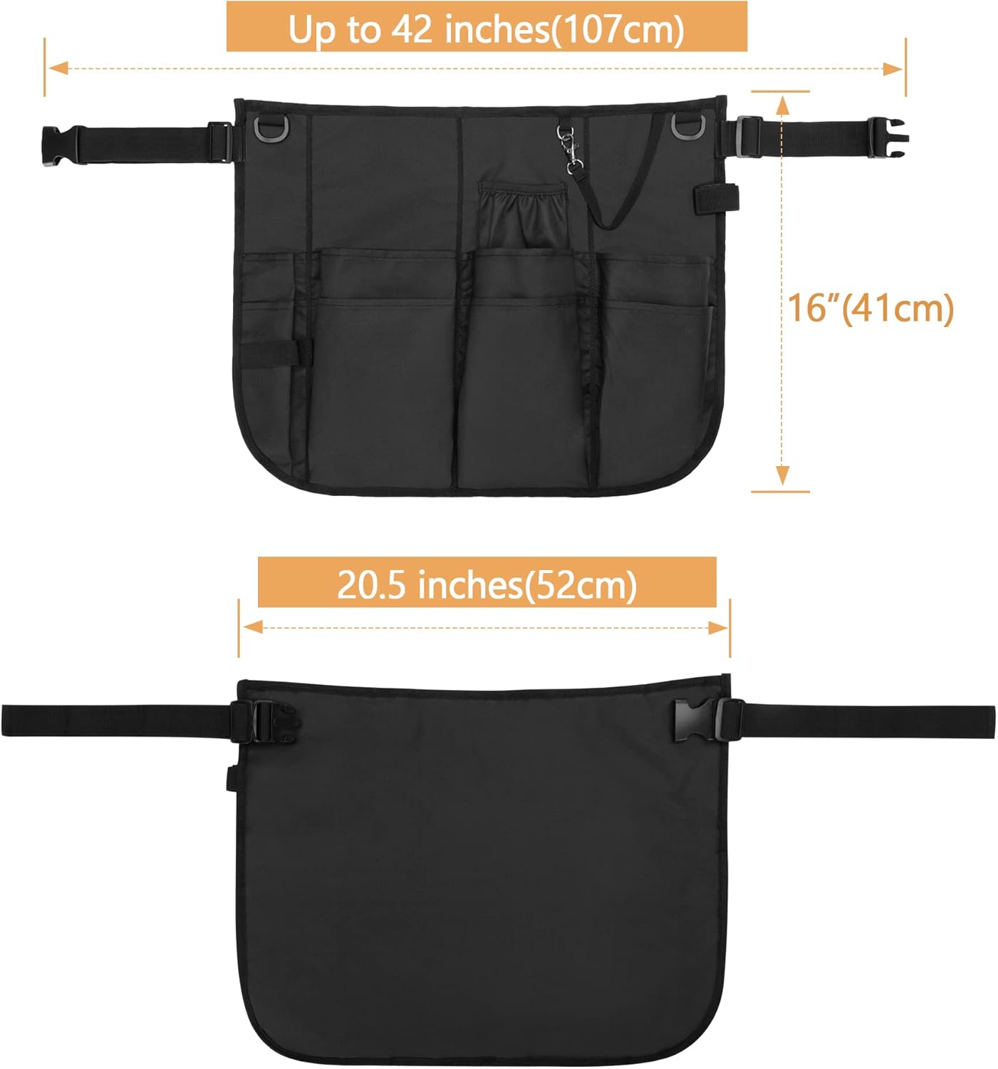 Professional Cleaning Apron with 9 Pockets and Adjustable Waist Belt, Cleaning Caddy Aprons for Cleaning Work of House Hotel, Black