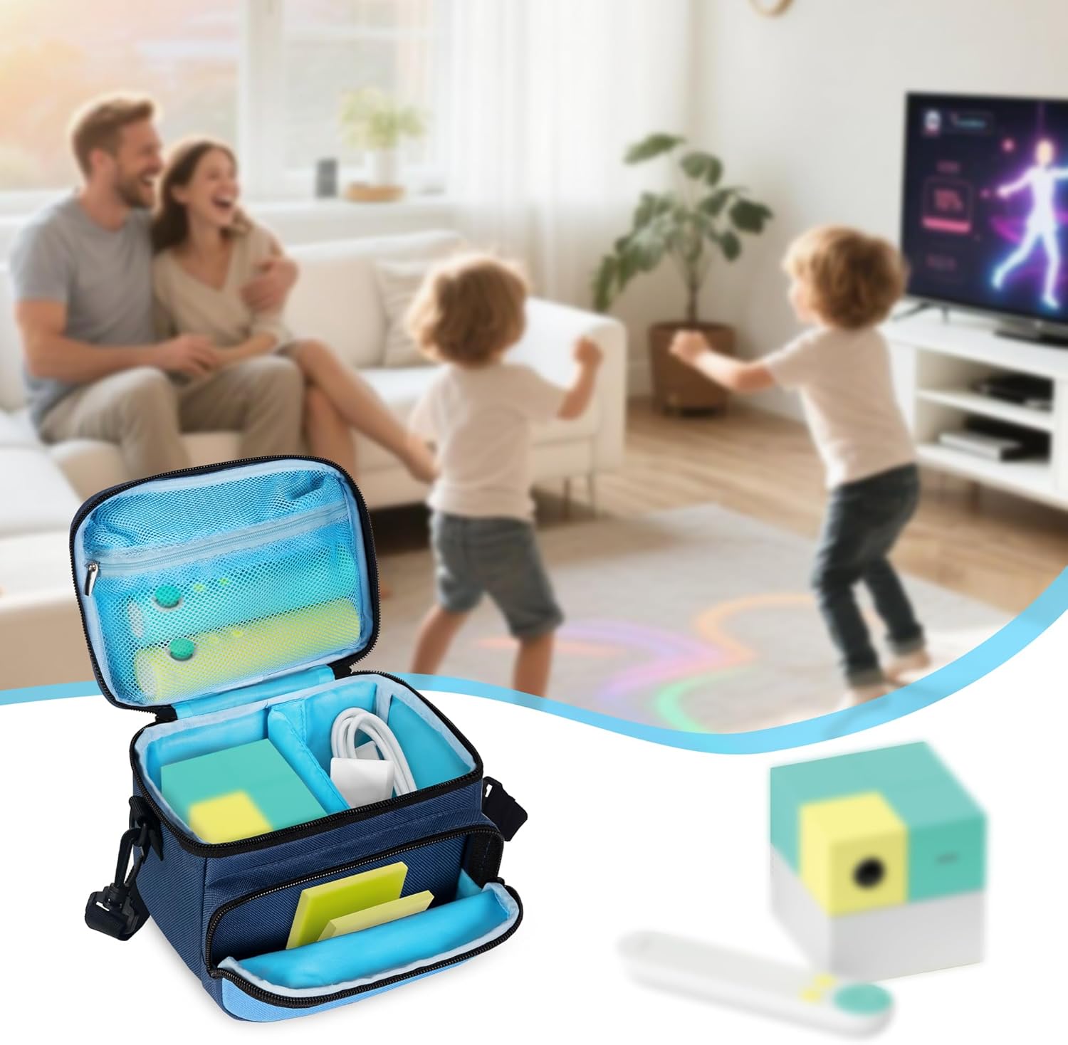 Carrying Case Compatible with Nex Playground Game System, Storage Organizer with Shoulder Strap for Game Console and Other Accessories, Blue, Bag Only