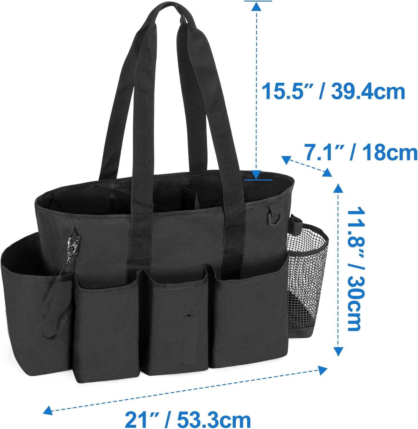Professional Cleaning Tote Caddy for Cleaning Supplies, Cleaning Bag Organizer with Dividers and Handle Strap for Housekeepers Work, Black, (Bag Only)