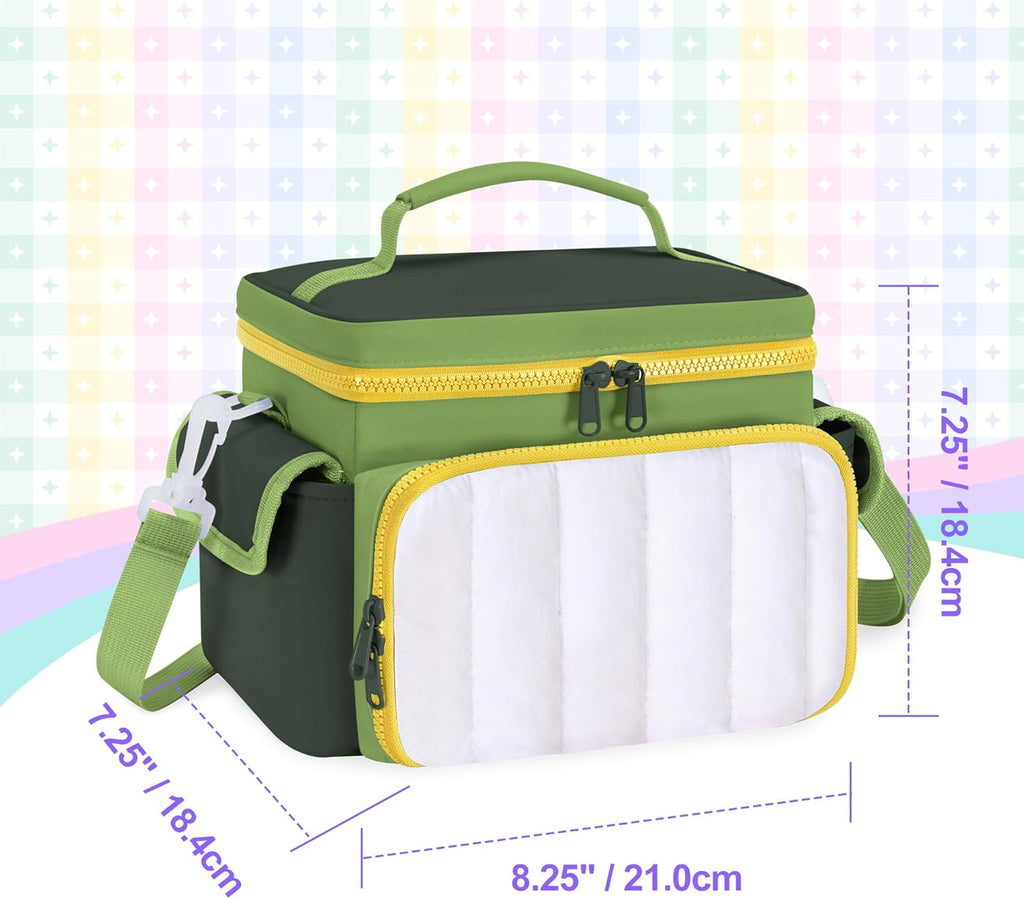 Travel Carrying Case Compatible with Toniebox, Lightweight Puffy Portable Storage Bag with Detachable Divider and Shoulder Strap for Audio Player Starter Set, Green(Bag only, Patent Design)