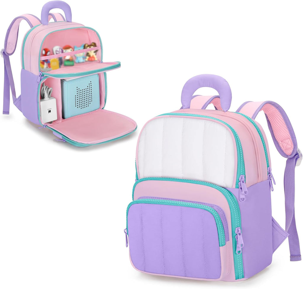Travel Backpack Compatible with Toniebox, Storage Bag with Multiple Pockets for Audio Player Starter Set, Characters, Charger, Headphones and Accessories, Pink, Bag Only (Patented Design)