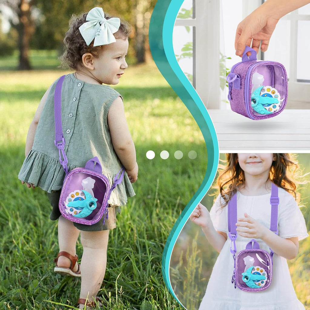 Travel Carrying Case Compatible With Moonlite Storytime Mini Projector and Digital Storybooks, with Transparent Pocket and Adjustable Shoulder Strap for Story Reels, Purple, Case Only