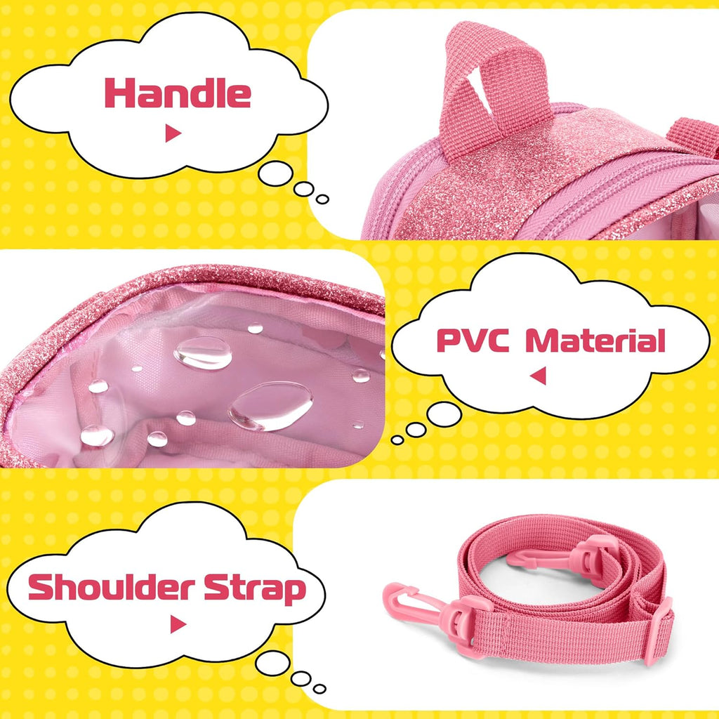 Travel Case Compatible with GiiKER Tic Tac Toe Bolt Handheld Puzzle Game Console, Portable Bag with Handle and Shoulder Strap for Accessories, Pink, Bag Only