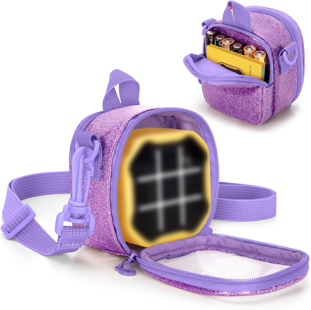 Travel Case Compatible with GiiKER Tic Tac Toe Bolt Handheld Puzzle Game Console, Portable Bag with Handle and Shoulder Strap for Accessories, Purple, Bag Only