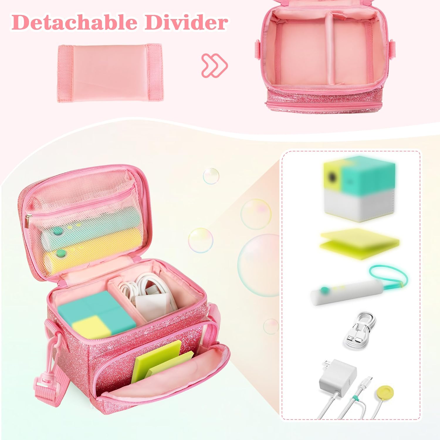 Carrying Case Compatible with Nex Playground Game System, Storage Organizer with Shoulder Strap for Game Console and Other Accessories, Pink, Bag Only