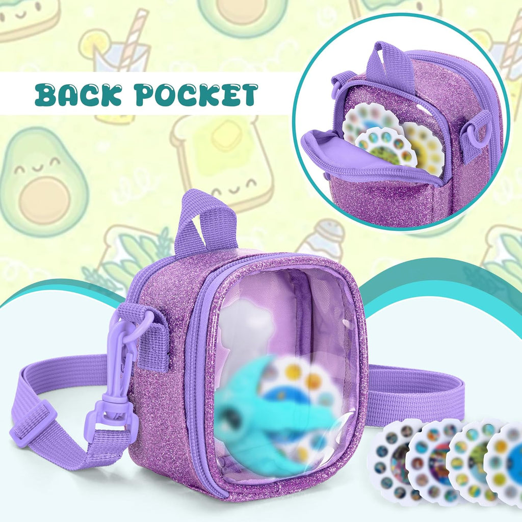 Travel Carrying Case Compatible With Moonlite Storytime Mini Projector and Digital Storybooks, with Transparent Pocket and Adjustable Shoulder Strap for Story Reels, Purple, Case Only