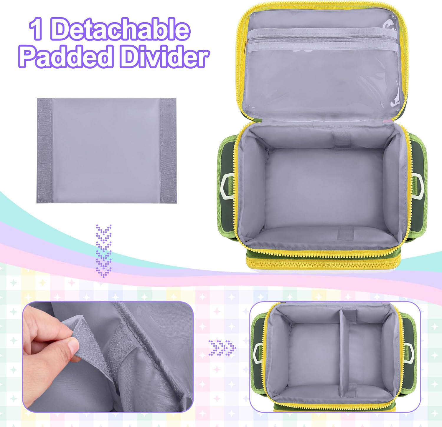 Travel Carrying Case Compatible with Toniebox, Lightweight Puffy Portable Storage Bag with Detachable Divider and Shoulder Strap for Audio Player Starter Set, Green(Bag only, Patent Design)