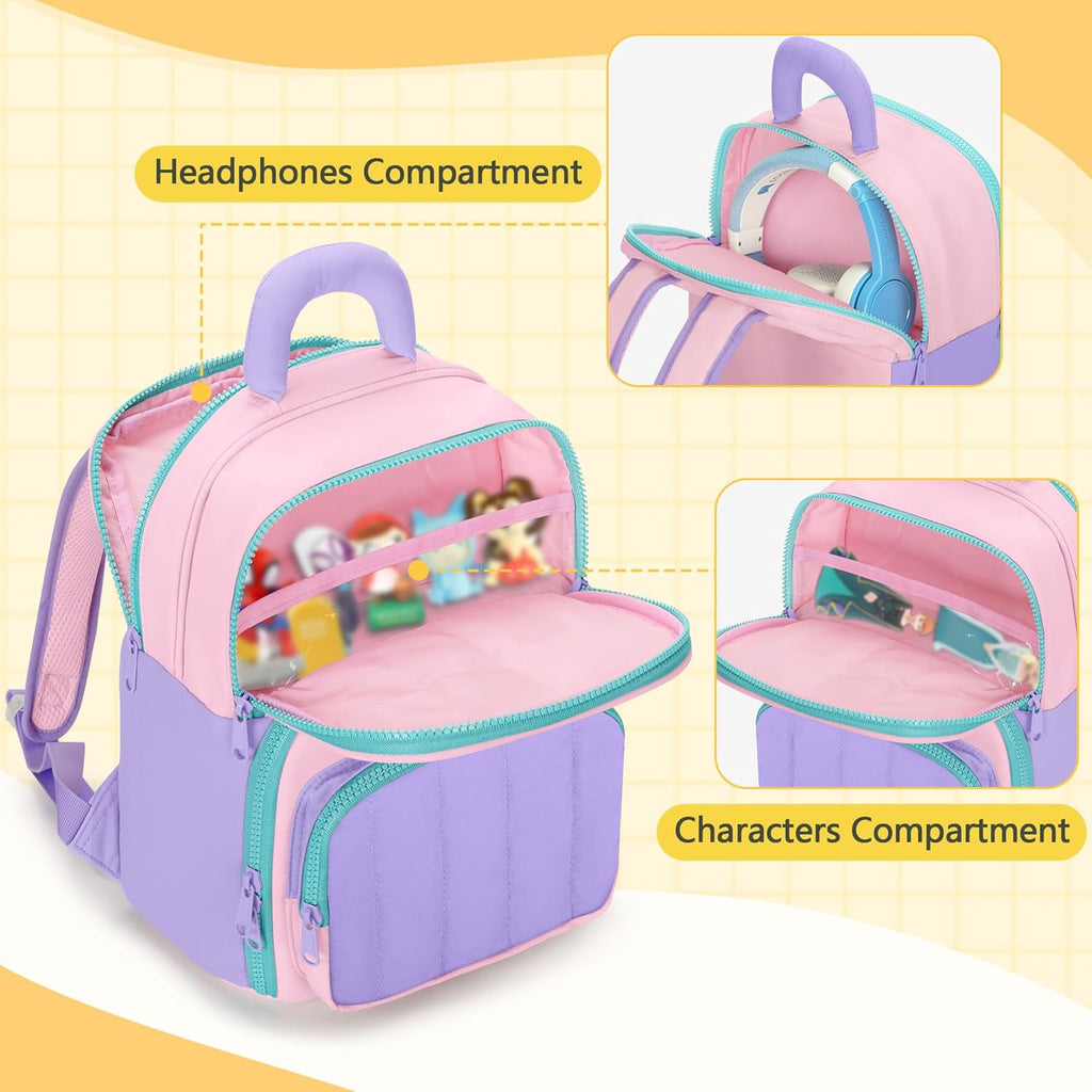 Travel Backpack Compatible with Toniebox, Storage Bag with Multiple Pockets for Audio Player Starter Set, Characters, Charger, Headphones and Accessories, Pink, Bag Only (Patented Design)