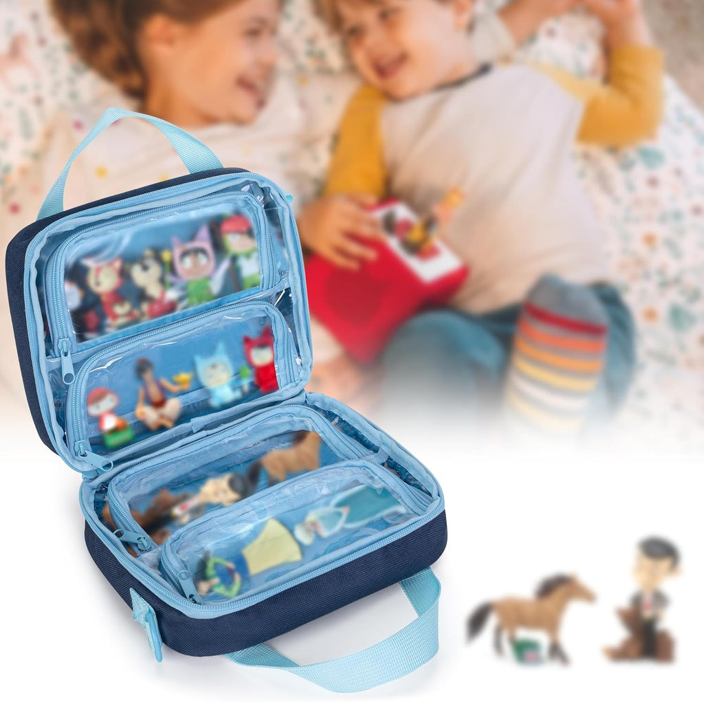Case Compatible with Toniebox Character (Up to 20), Figure Case Holder for Audio Player Figure with Handle and Shoulder Strap, Blue, Bag Only (Patent Design)