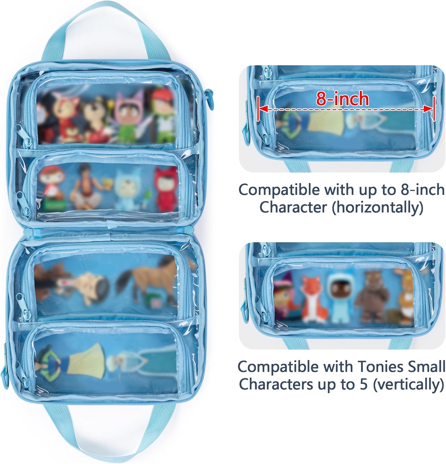 Case Compatible with Toniebox Character (Up to 20), Figure Case Holder for Audio Player Figure with Handle and Shoulder Strap, Blue, Bag Only (Patent Design)