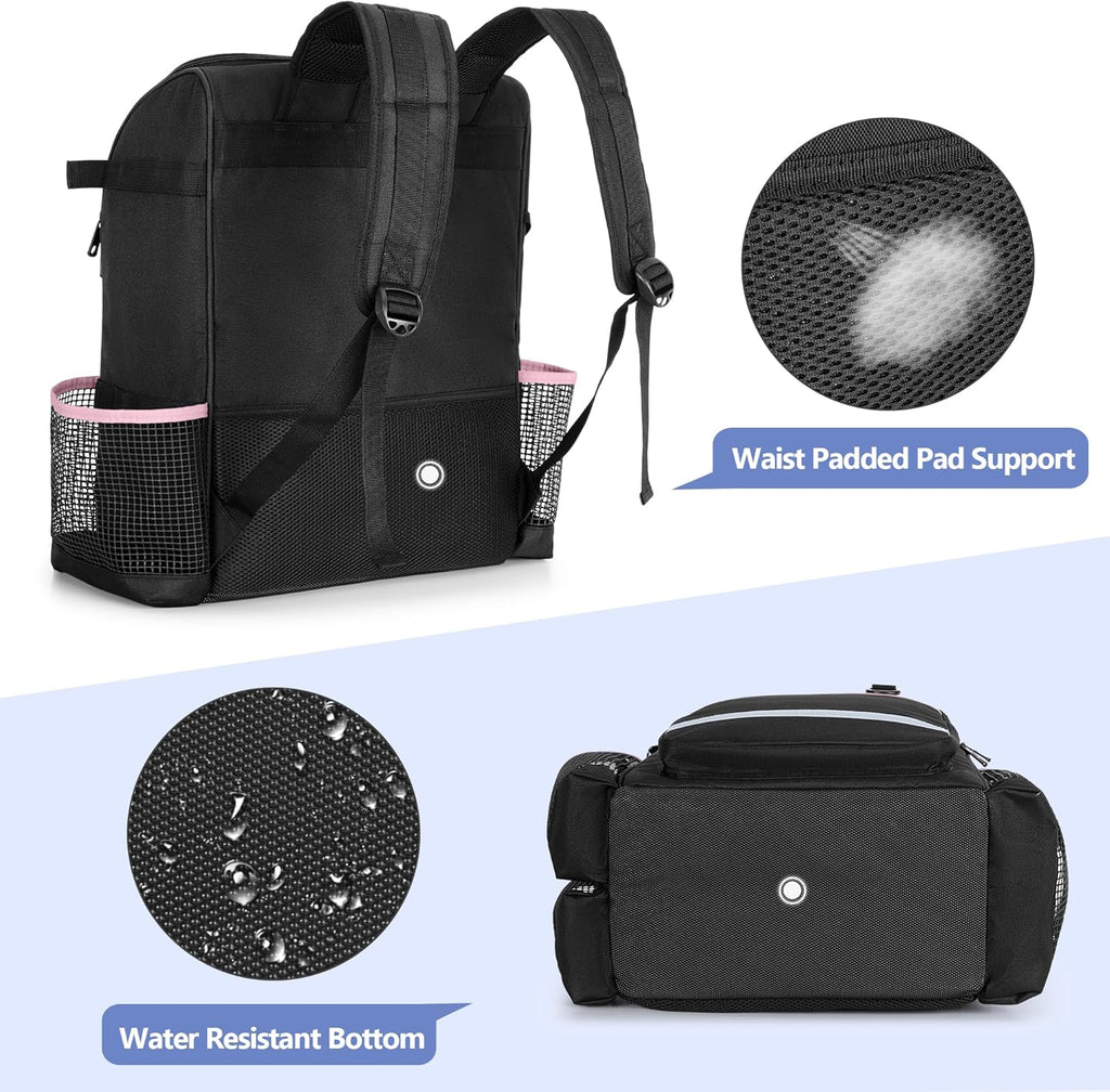 Cleaning Bag with Thickened Adjustable Shoulder Straps, Large Cleaning Caddy Organizer with Multiple Pockets for Cleaning and Housework, Pink (Patent Designed)