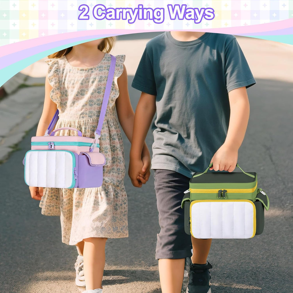 Travel Carrying Case Compatible with Toniebox, Lightweight Puffy Portable Storage Bag with Detachable Divider and Shoulder Strap for Audio Player Starter Set, Pink(Bag only, Patent Design)