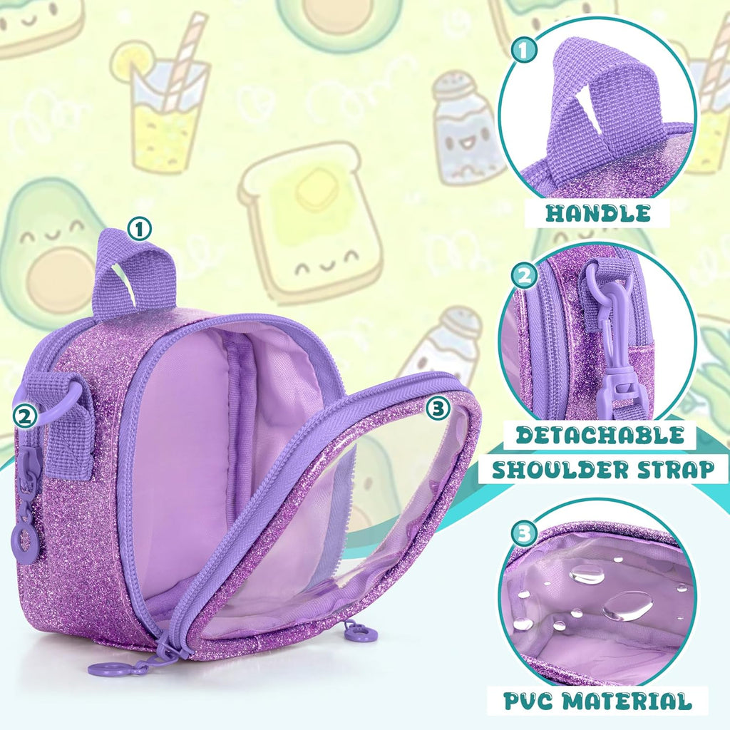 Travel Carrying Case Compatible With Moonlite Storytime Mini Projector and Digital Storybooks, with Transparent Pocket and Adjustable Shoulder Strap for Story Reels, Purple, Case Only