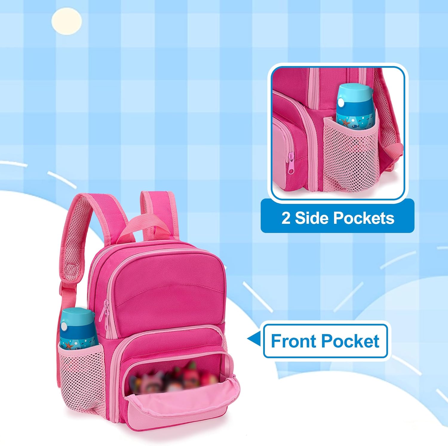 Backpack Compatible with Tonie Box, Carrying Case with Multiple Pockets for Headphones, Charger and Accessories, Storage Bag for Audio Player Starter Set, Rose Red (Patented Design)