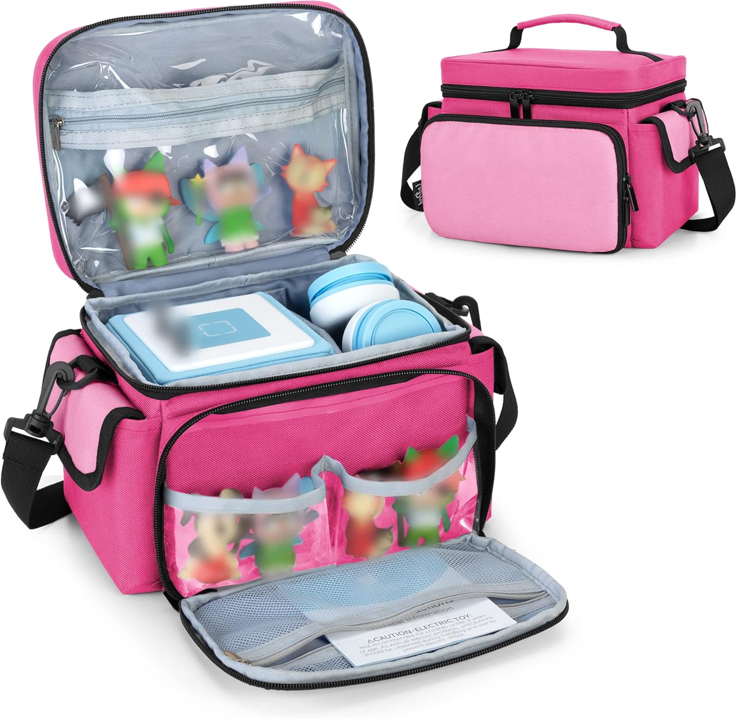 Carrying Case Compatible with Toniebox, Portable Bag with Shoulder Strap for Audio Player Starter Set, Headphones Charging Station Storage, Rose Red (Bag Only)(Patent Design)