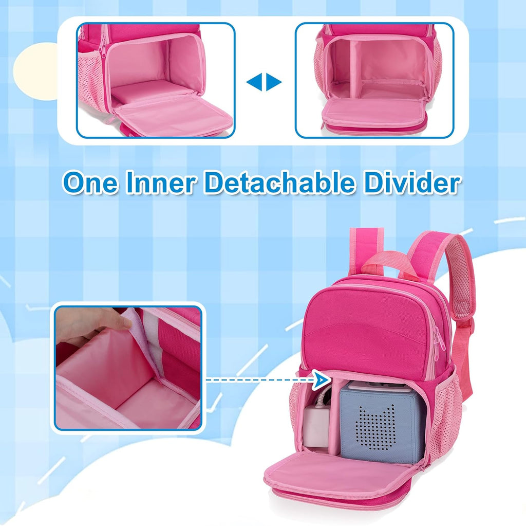 Backpack Compatible with Tonie Box, Carrying Case with Multiple Pockets for Headphones, Charger and Accessories, Storage Bag for Audio Player Starter Set, Rose Red (Patented Design)