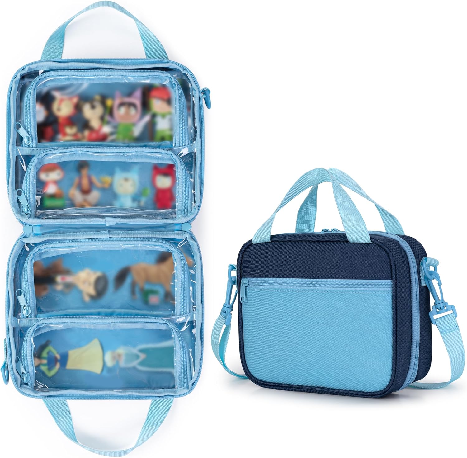 Case Compatible with Toniebox Character (Up to 20), Figure Case Holder for Audio Player Figure with Handle and Shoulder Strap, Blue, Bag Only (Patent Design)