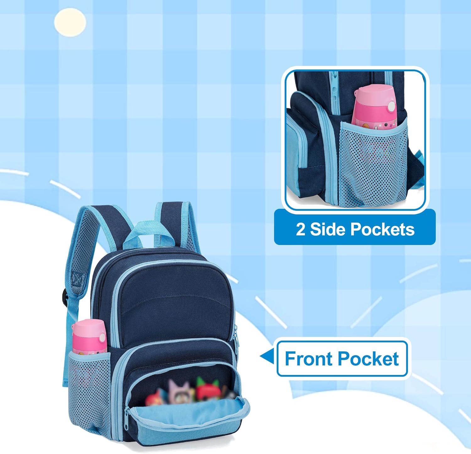 Backpack Compatible with Tonie Box, Carrying Case with Multiple Pockets for Headphones, Charger and Accessories, Storage Bag for Audio Player Starter Set, Navy Blue (Patented Design)