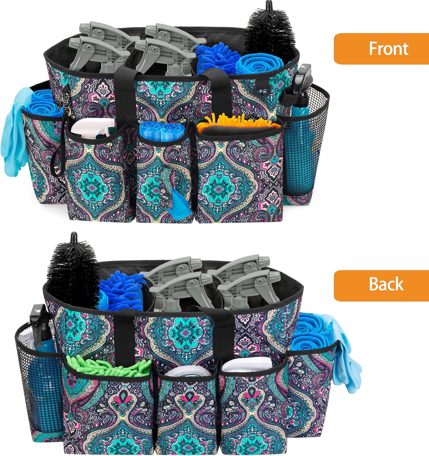 Professional Cleaning Tote Caddy for Cleaning Supplies, Cleaning Bag Organizer with Dividers and Handle Strap for Housekeepers Work, Totem, (Bag Only)