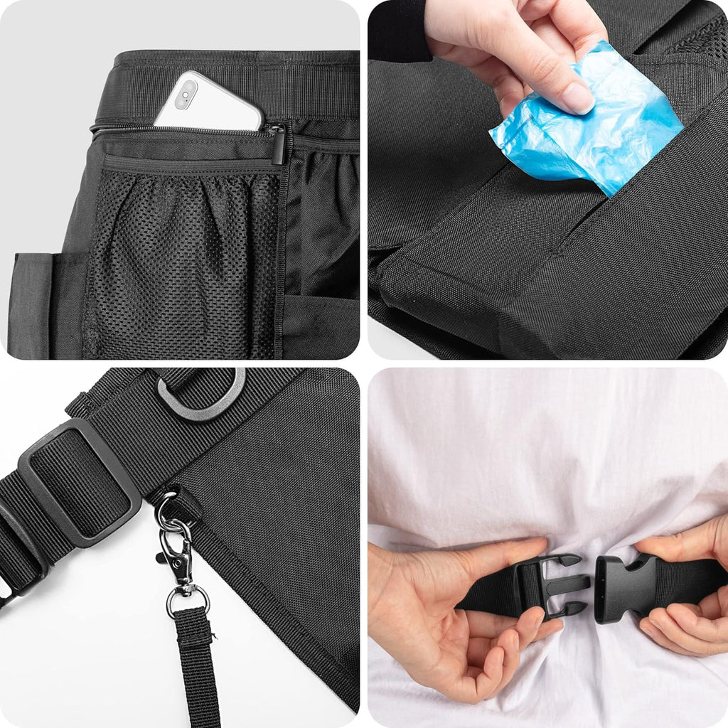 Cleaning Apron for Housekeeping with 9 Pockets, Cleaning Bag with Adjustable Waist Belt, Professional Cleaning Supplies Apron for Work, Black