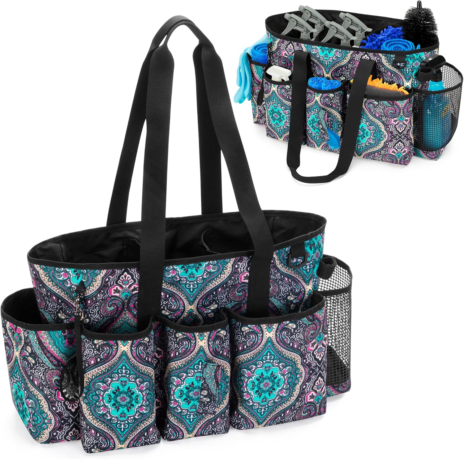 Professional Cleaning Tote Caddy for Cleaning Supplies, Cleaning Bag Organizer with Dividers and Handle Strap for Housekeepers Work, Totem, (Bag Only)