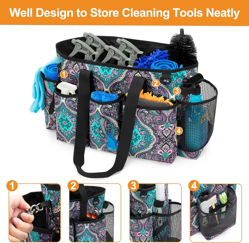 Professional Cleaning Tote Caddy for Cleaning Supplies, Cleaning Bag Organizer with Dividers and Handle Strap for Housekeepers Work, Totem, (Bag Only)